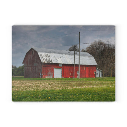 U R There Photography Coldwater Road Red I Rustic Farmhouse Tempered-Glass Cutting Board