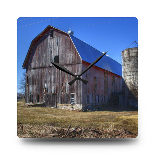 North Irish Red I Rustic Farmhouse Acrylic Analog Wall Clock 10.75'' × 10.75'' (Square)
