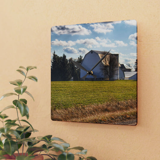 U R There Photography Sandusky White Rustic Farmhouse Acrylic Analog Wall Clock