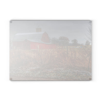 U R There Photography Hough Road Reds I Rustic Farmhouse Tempered-Glass Cutting Board