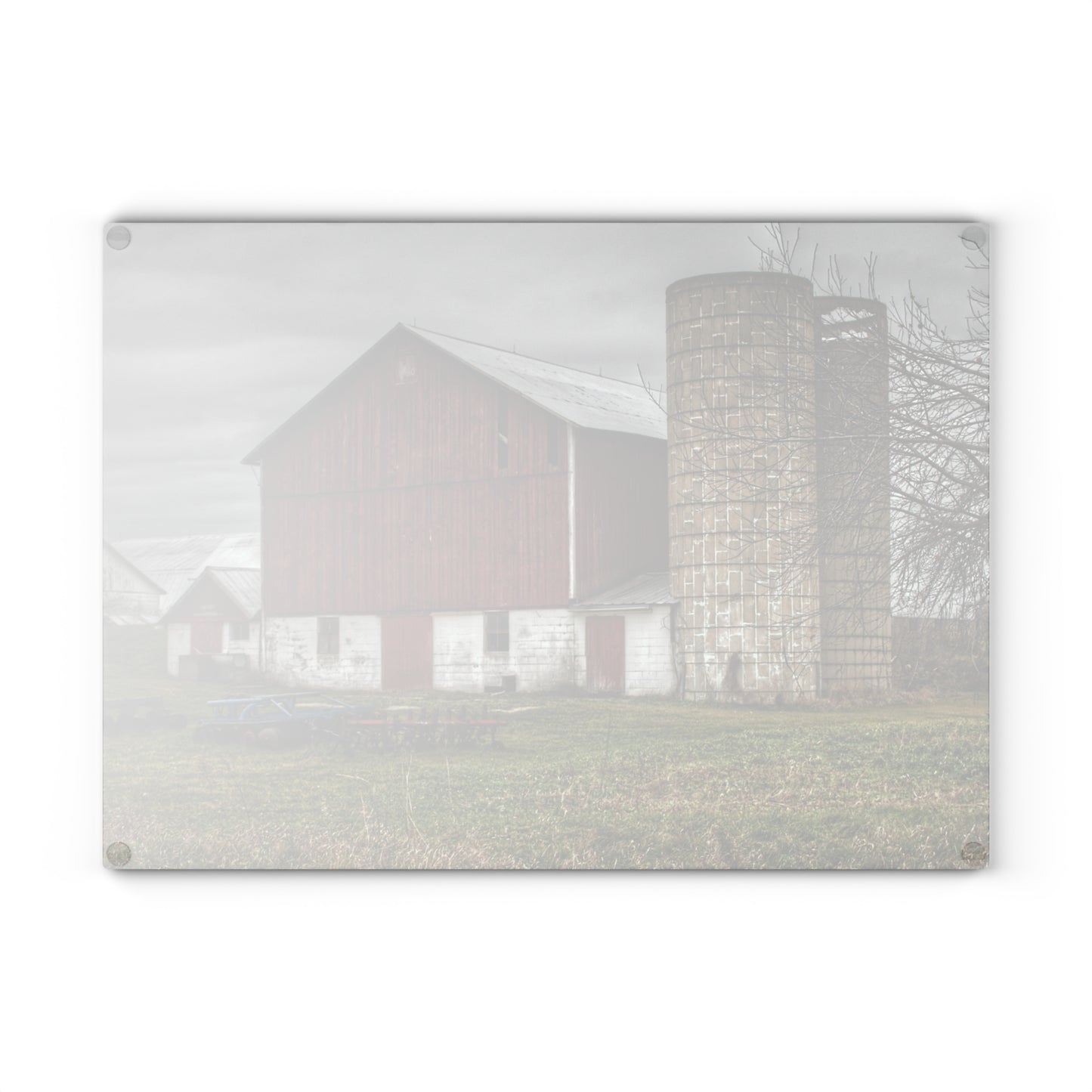 U R There Photography Fostoria Red I Rustic Farmhouse Tempered-Glass Cutting Board