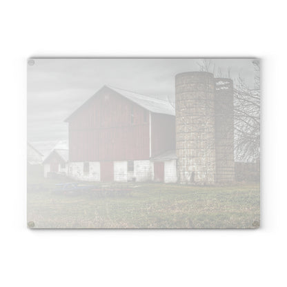 U R There Photography Fostoria Red I Rustic Farmhouse Tempered-Glass Cutting Board