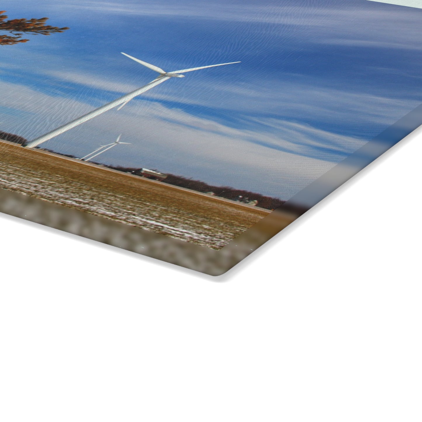 U R There Photography Winter Windmills Rustic Farmhouse Tempered-Glass Cutting Board