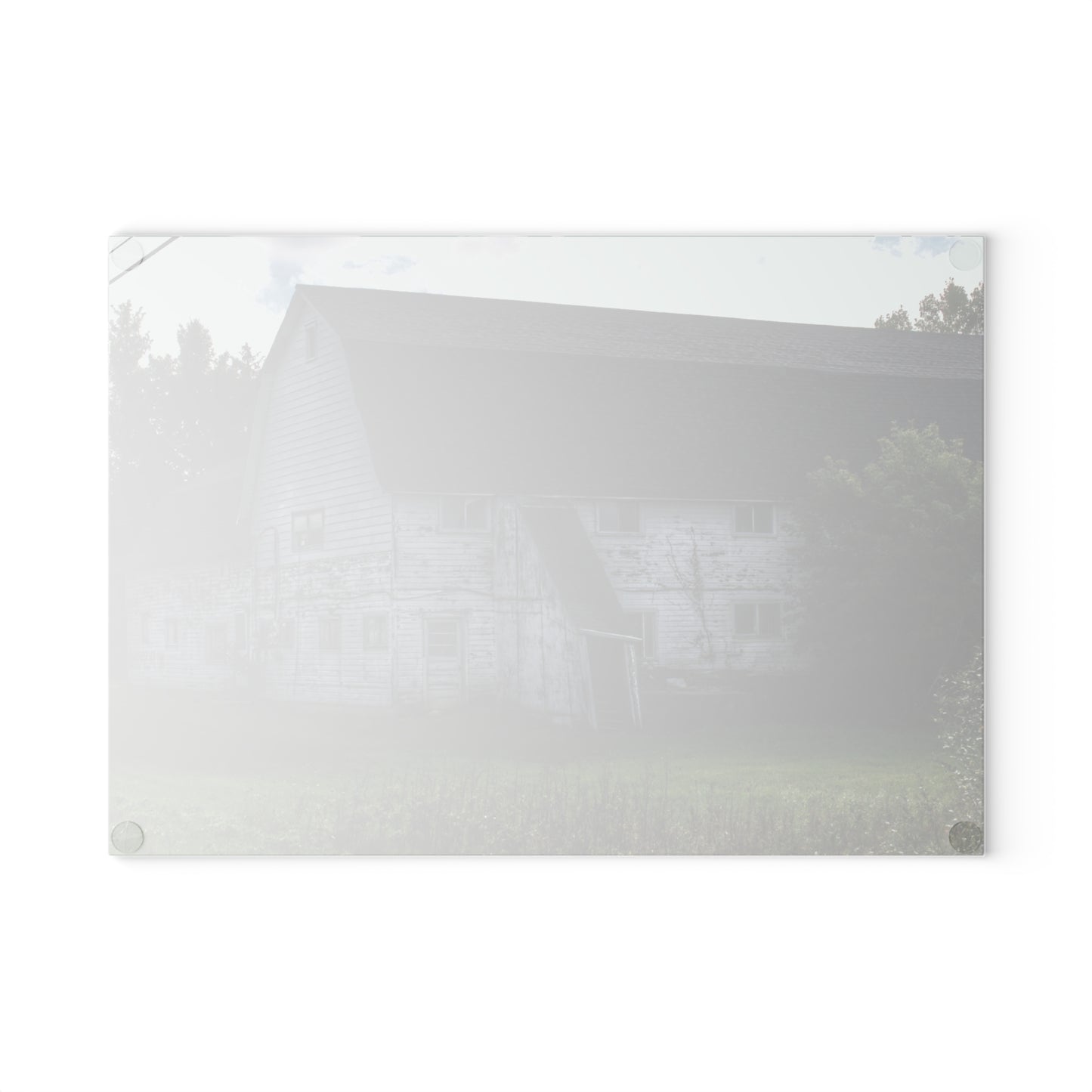 U R There Photography Metamora M-24 White Rustic Farmhouse Tempered-Glass Cutting Board