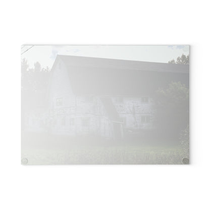 U R There Photography Metamora M-24 White Rustic Farmhouse Tempered-Glass Cutting Board