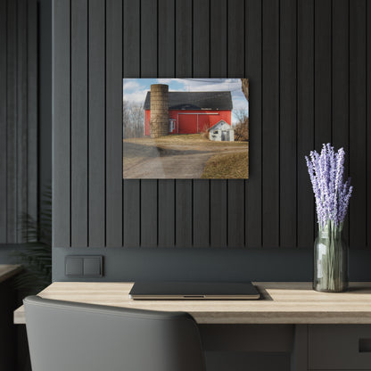 U R There Photography Mayville Road Red and Silo Rustic Farmhouse Acrylic Wall Print