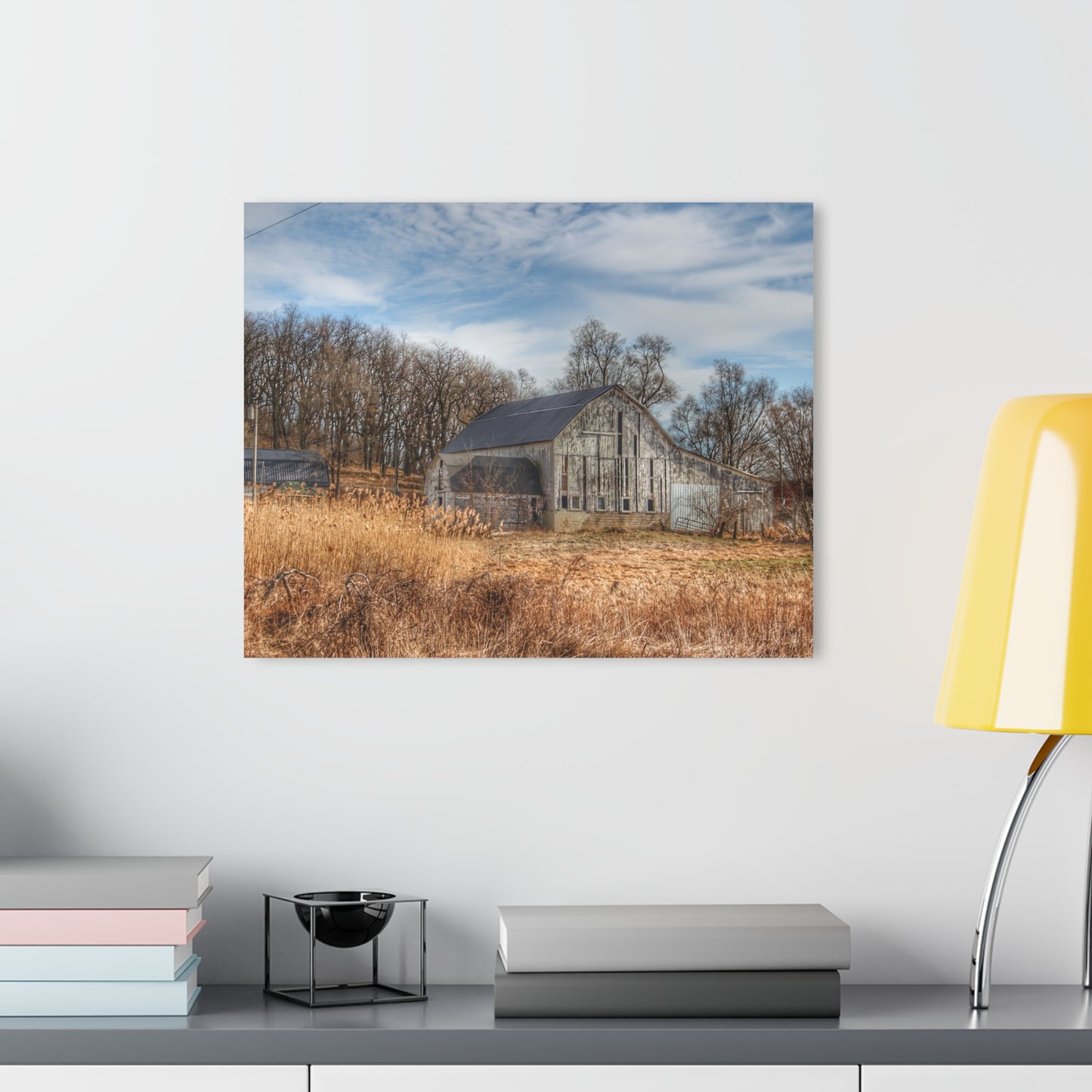 U R There Photography Newark Road White I Rustic Farmhouse Acrylic Wall Print