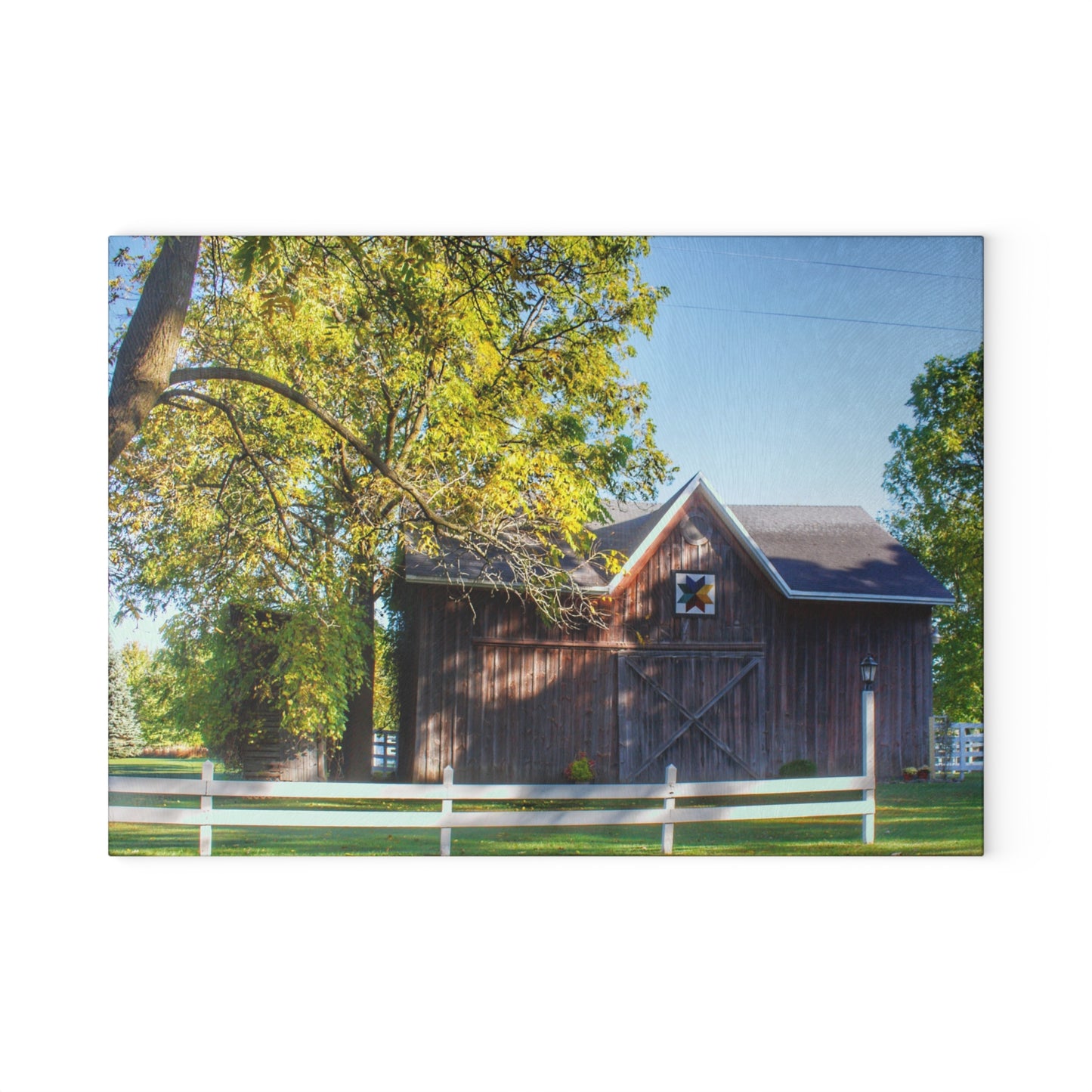 U R There Photography Hunters Creek Quilted I Rustic Farmhouse Tempered-Glass Cutting Board