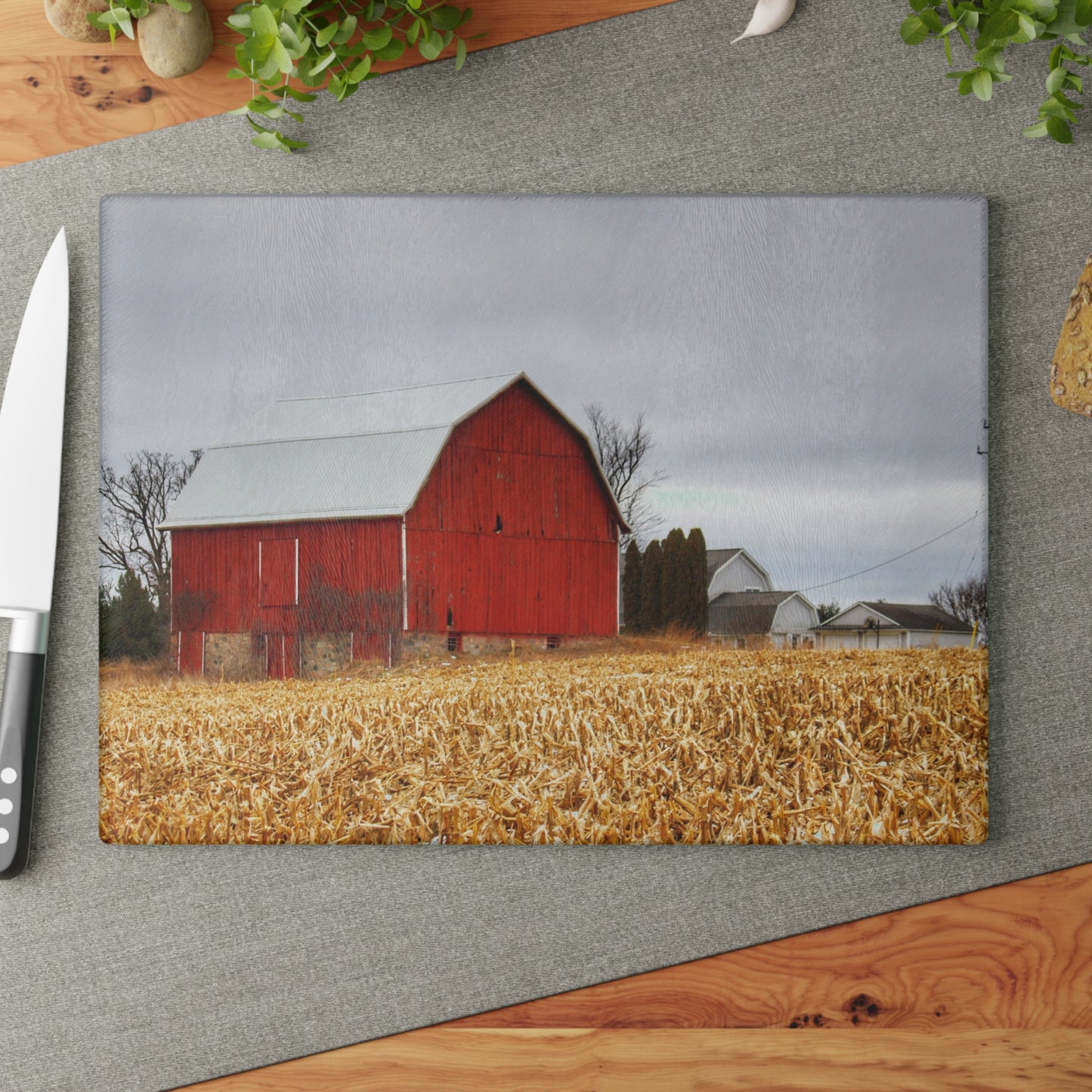 Barn Boutique Rustic Tempered-Glass Cutting Board| Jones Road Red