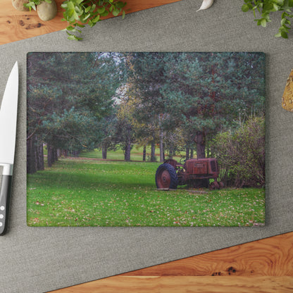 U R There Photography Casey Road Yard Art I Rustic Farmhouse Tempered-Glass Cutting Board