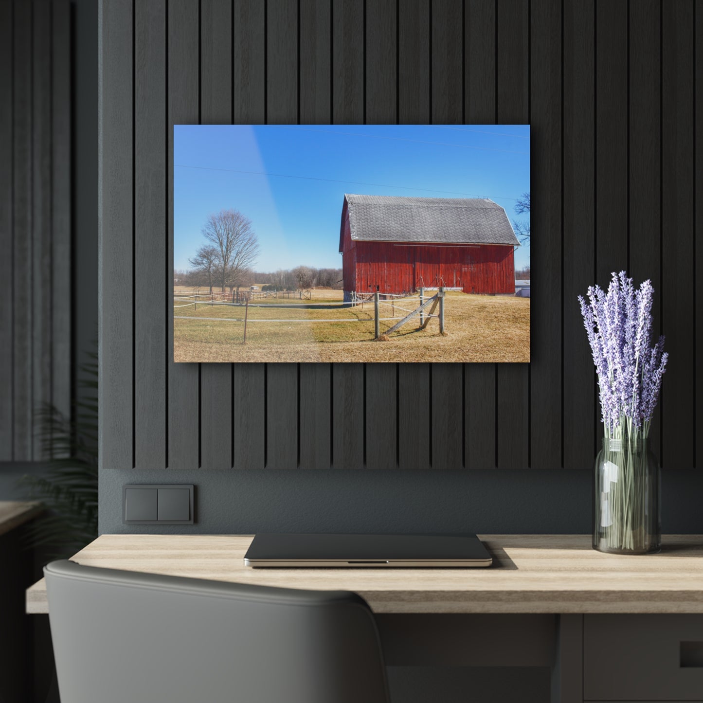 U R There Photography Phillips Road Red Rustic Farmhouse Acrylic Wall Print