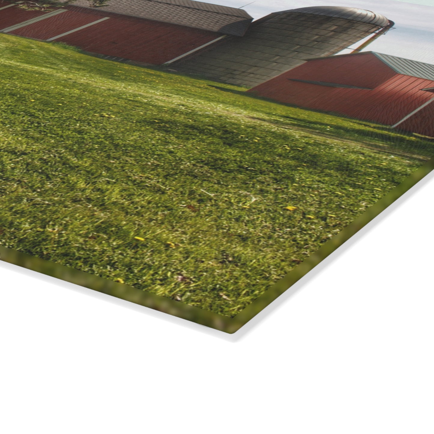 U R There Photography Maple Leaf Road Red Rustic Farmhouse Tempered-Glass Cutting Board