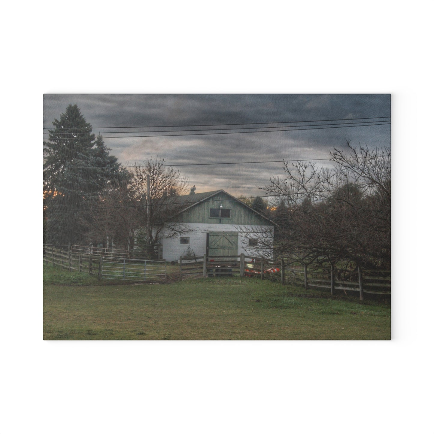 U R There Photography Myers Road Hidden White Rustic Farmhouse Tempered-Glass Cutting Board