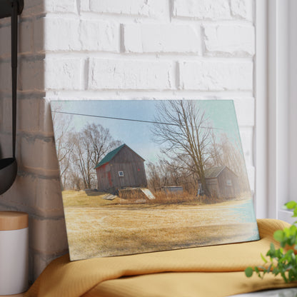 U R There Photography Klam Road Hillside Greys Rustic Farmhouse Tempered-Glass Cutting Board