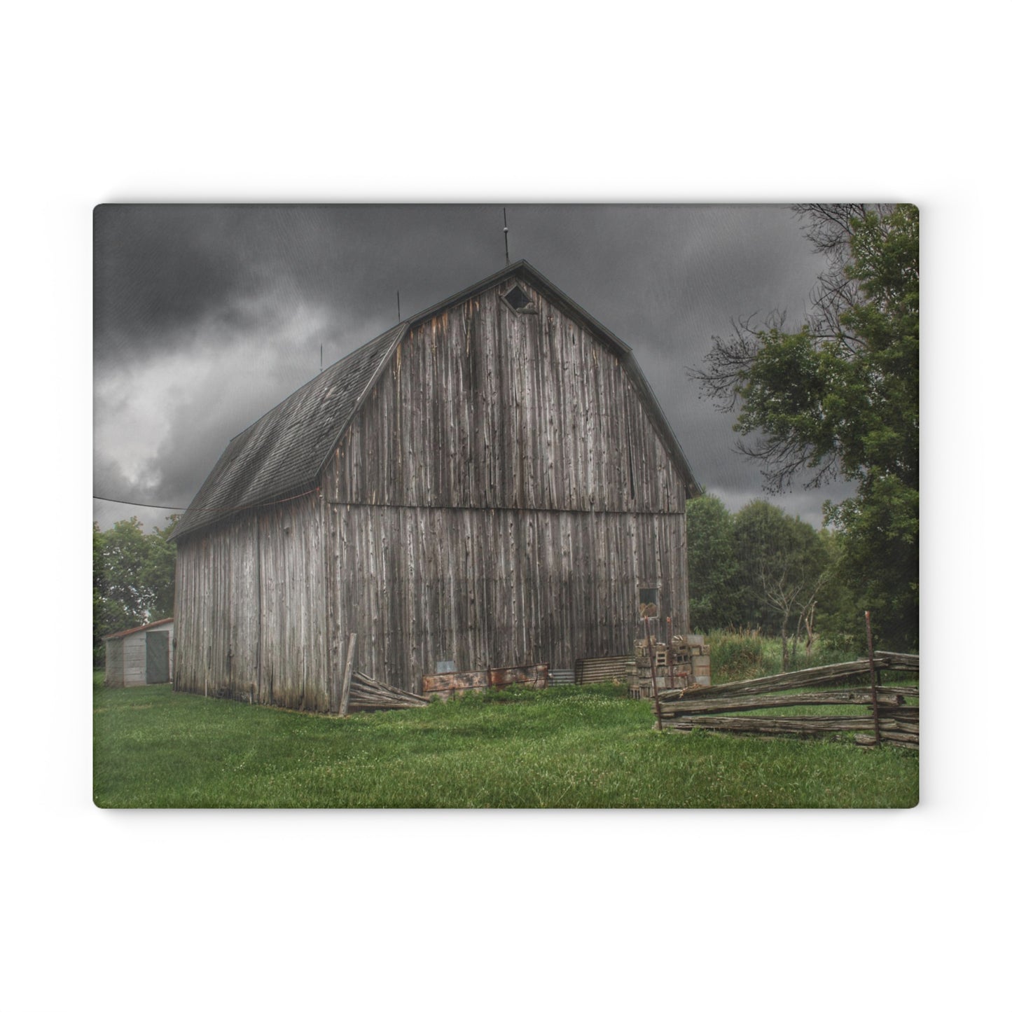 U R There Photography Attica Grey Rustic Farmhouse Tempered-Glass Cutting Board