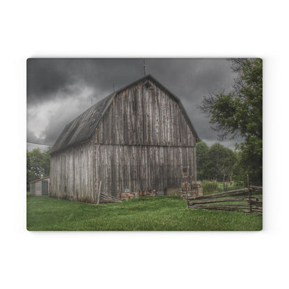 U R There Photography Attica Grey Rustic Farmhouse Tempered-Glass Cutting Board