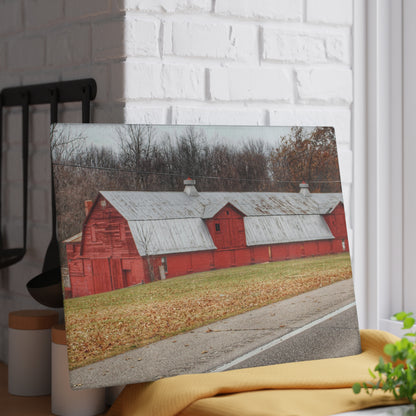 U R There Photography Caseville Red Rustic Farmhouse Tempered-Glass Cutting Board