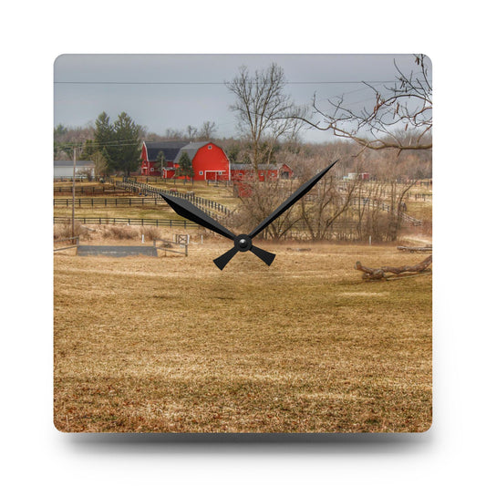 Beyond the Trees on Rock Valley Road Rustic Farmhouse Acrylic Analog Wall Clock 10.75'' × 10.75'' (Square)