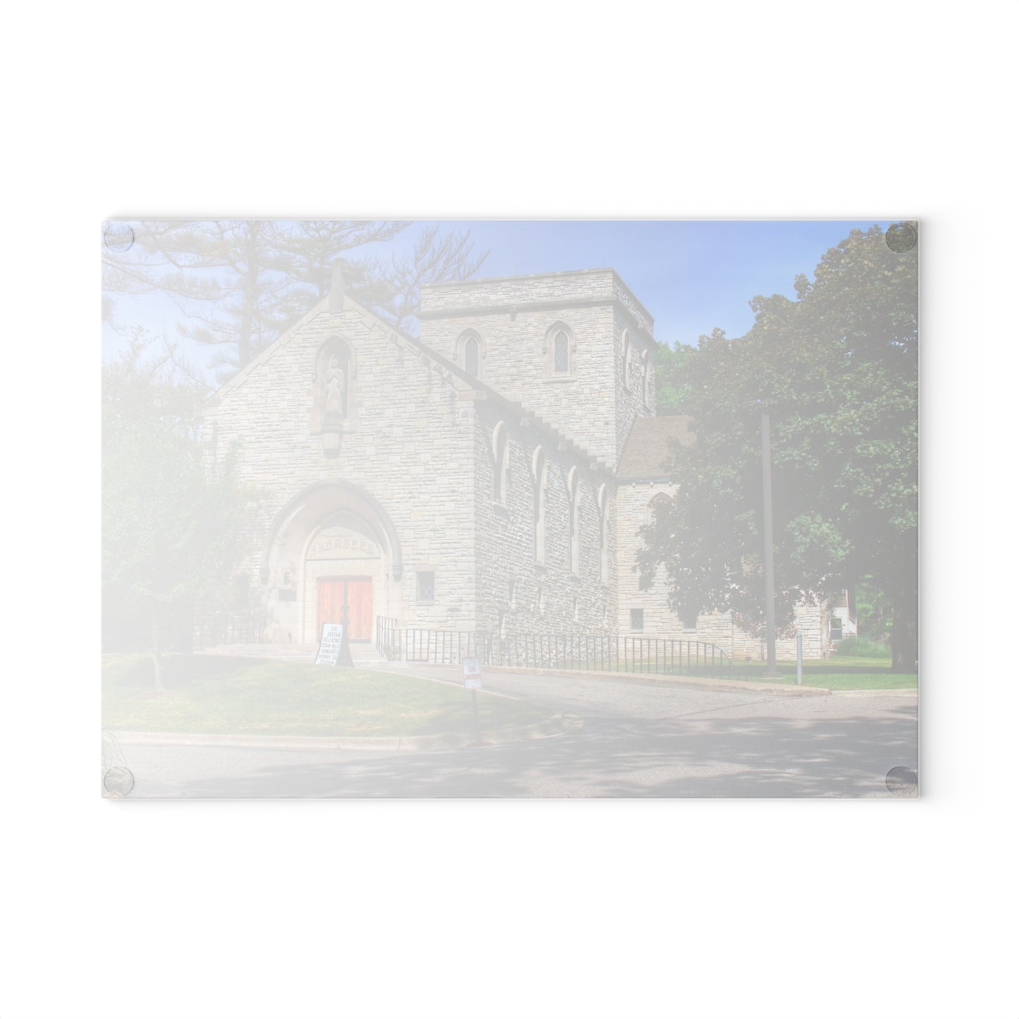 U R There Photography Saint Hugo of the Hills II Rustic Farmhouse Tempered-Glass Cutting Board 8"x 11"