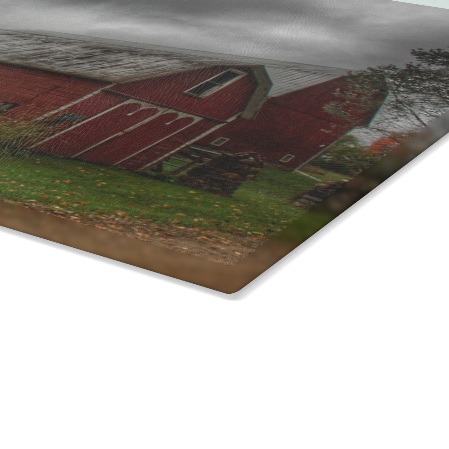 U R There Photography Cramton Road Reds II Rustic Farmhouse Tempered-Glass Cutting Board
