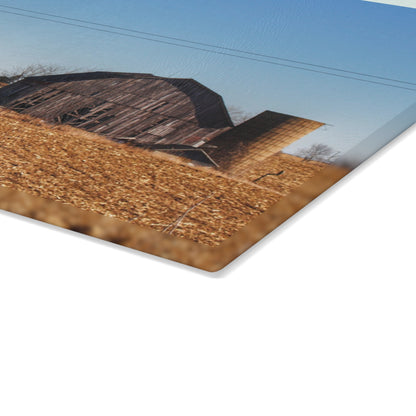 U R There Photography Hurd Corners Road Grey Rustic Farmhouse Tempered-Glass Cutting Board