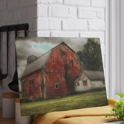U R There Photography Stanley Road Red I Rustic Farmhouse Tempered-Glass Cutting Board