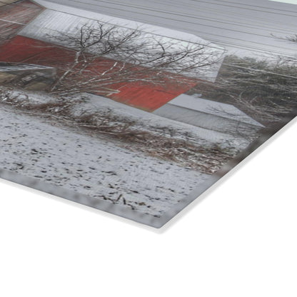 U R There Photography Arbela Road Red Rustic Farmhouse Tempered-Glass Cutting Board