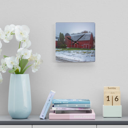 U R There Photography Holmes Road Red II Rustic Farmhouse Acrylic Analog Wall Clock
