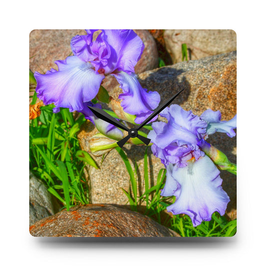 Saint Hugo Iris Rustic Farmhouse Acrylic Analog Wall Clock 10.75'' × 10.75'' (Square)