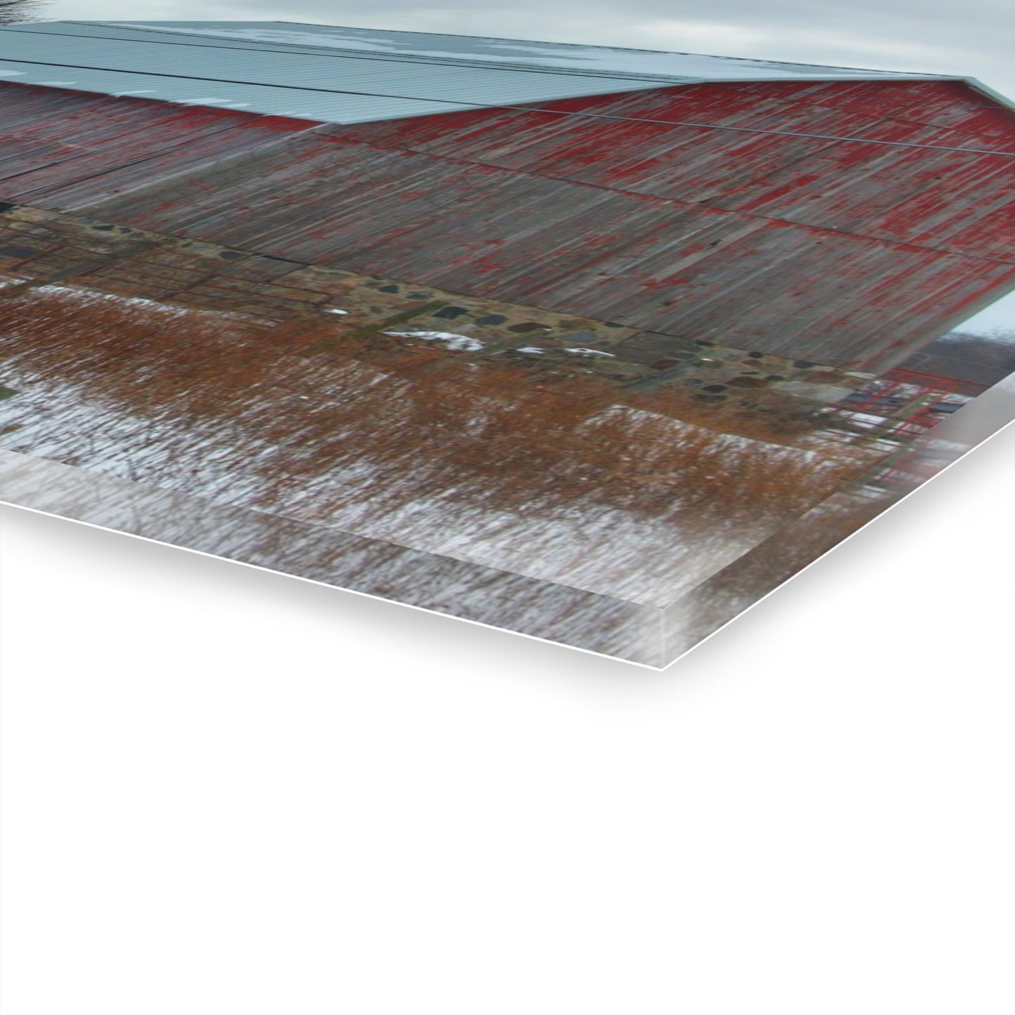 U R There Photography Lake Pleasant Stone Red and Little Grey Rustic Farmhouse Acrylic Wall Print