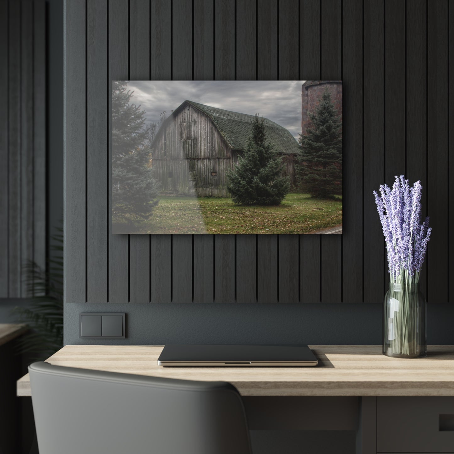 U R There Photography Pero Lake Road Grey I Rustic Farmhouse Acrylic Wall Print