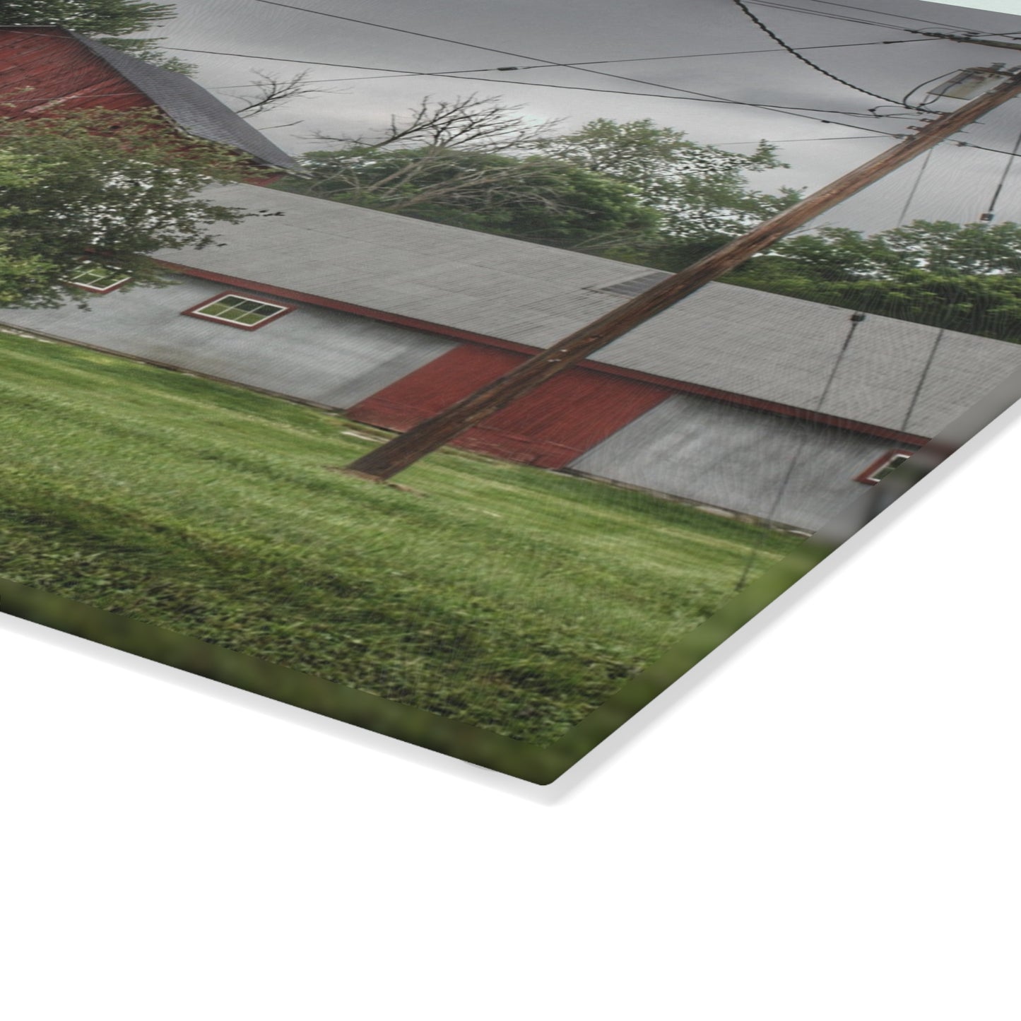 U R There Photography Hidden Red of M-24 Rustic Farmhouse Tempered-Glass Cutting Board