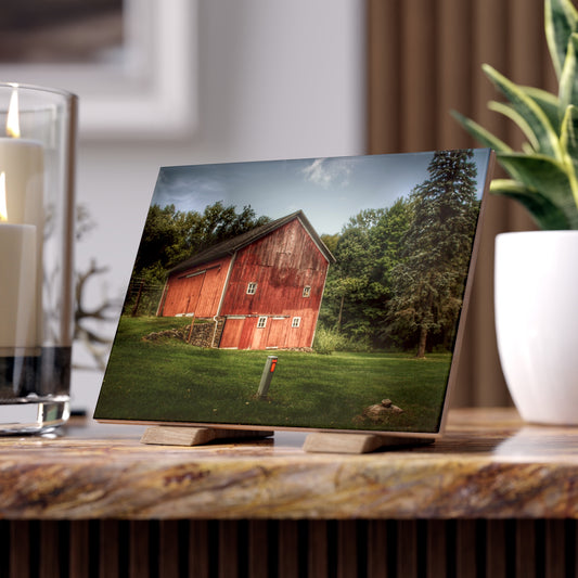 U R There Photography Buckhorn Lake Road Red Rustic Farmhouse Decorative Ceramic Tile