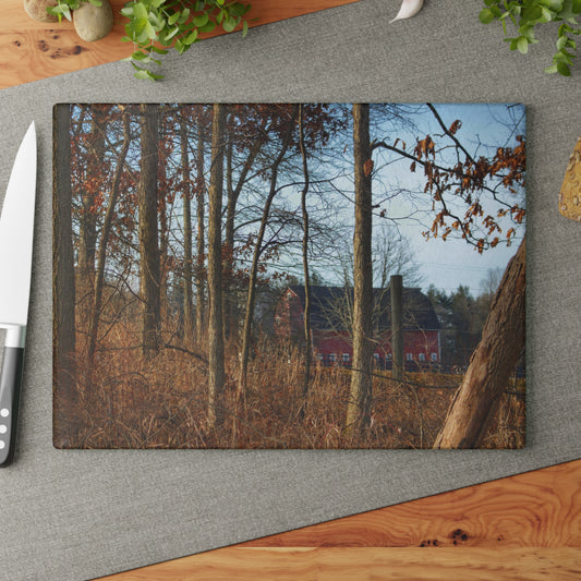 U R There Photography Blood Road Red II Rustic Farmhouse Tempered-Glass Cutting Board