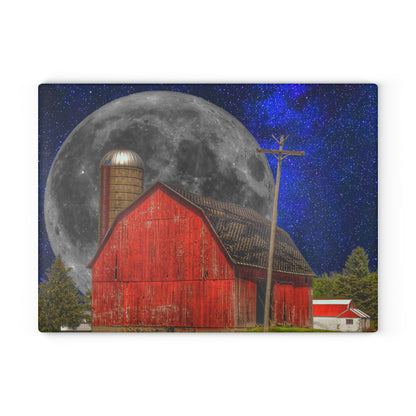 U R There Photography Moon over Hollenbeck Rustic Farmhouse Tempered-Glass Cutting Board