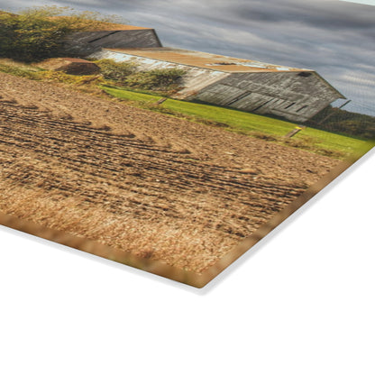 U R There Photography Newark Road Whites Rustic Farmhouse Tempered-Glass Cutting Board