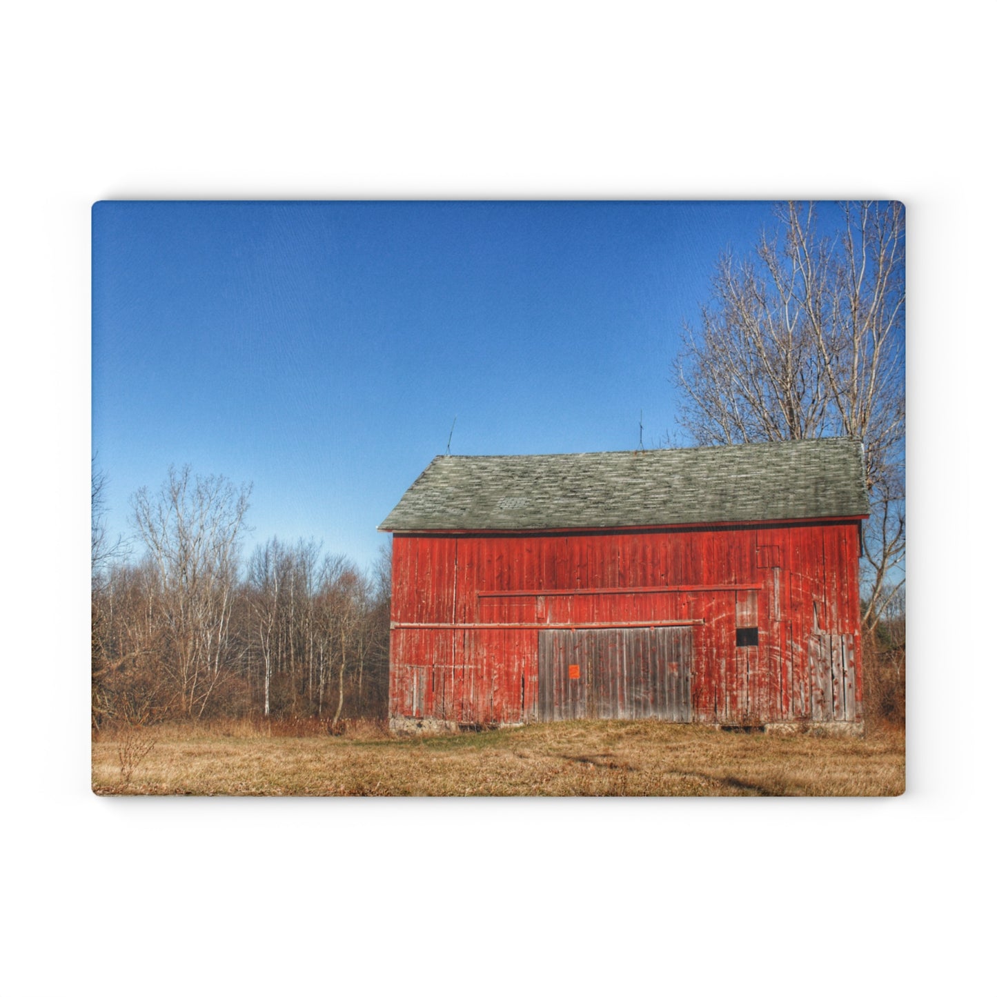 U R There Photography Vernor Road Red Rustic Farmhouse Tempered-Glass Cutting Board