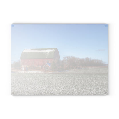 U R There Photography Early Spring Red II Rustic Farmhouse Tempered-Glass Cutting Board