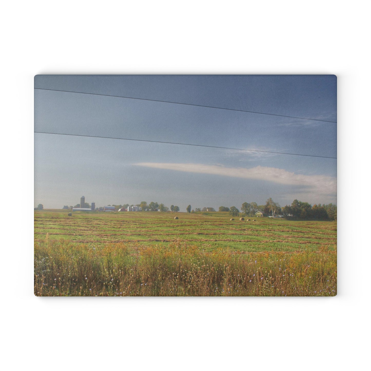 U R There Photography Farm Across the Field Rustic Farmhouse Tempered-Glass Cutting Board