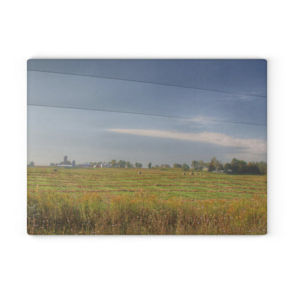 U R There Photography Farm Across the Field Rustic Farmhouse Tempered-Glass Cutting Board