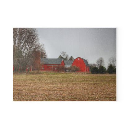 U R There Photography Kidder Road Reds Rustic Farmhouse Tempered-Glass Cutting Board