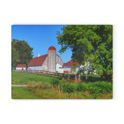 U R There Photography Vienna Roadside White Rustic Farmhouse Tempered-Glass Cutting Board