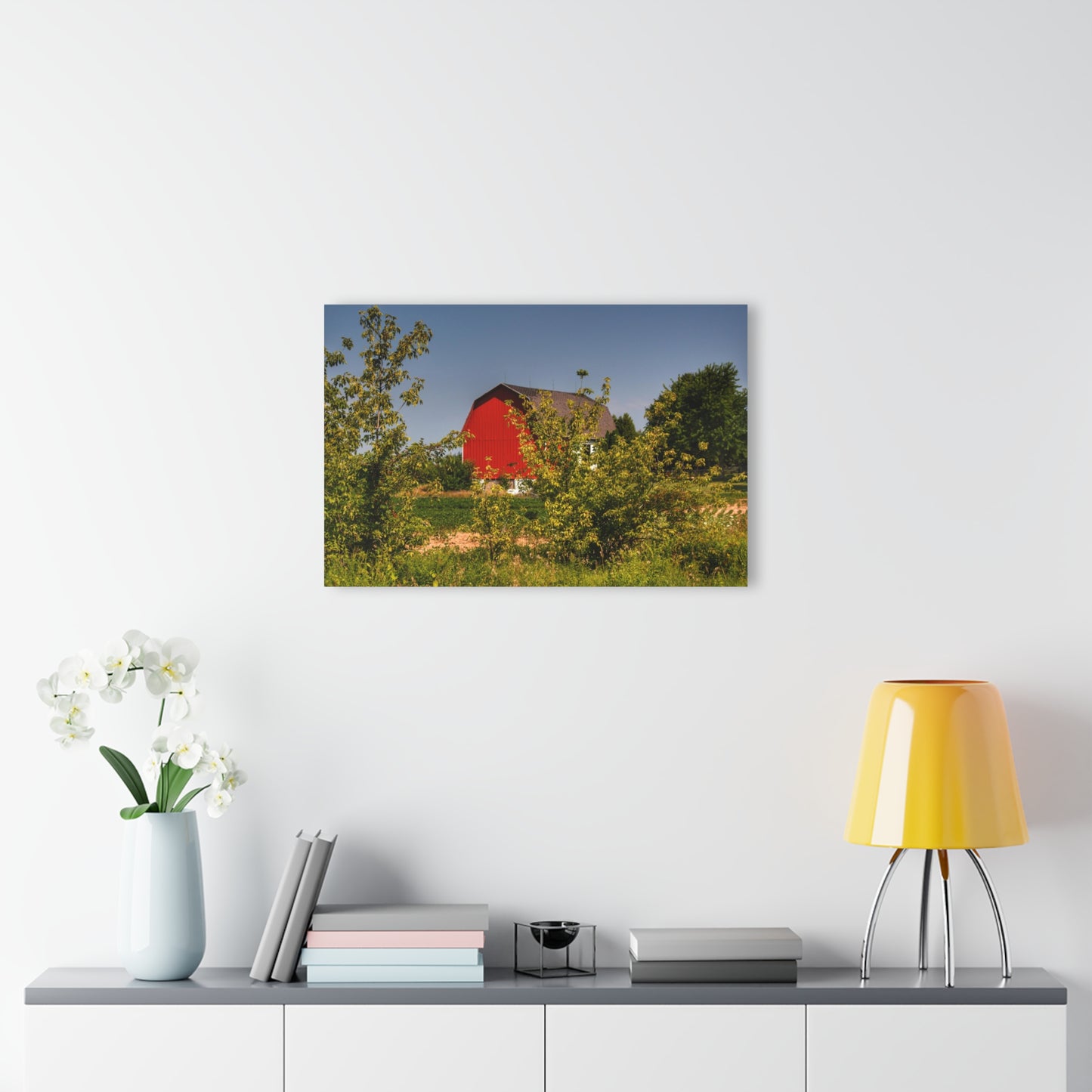 U R There Photography Beyond the Bushes Red Rustic Farmhouse Acrylic Wall Print 14 "x 11"