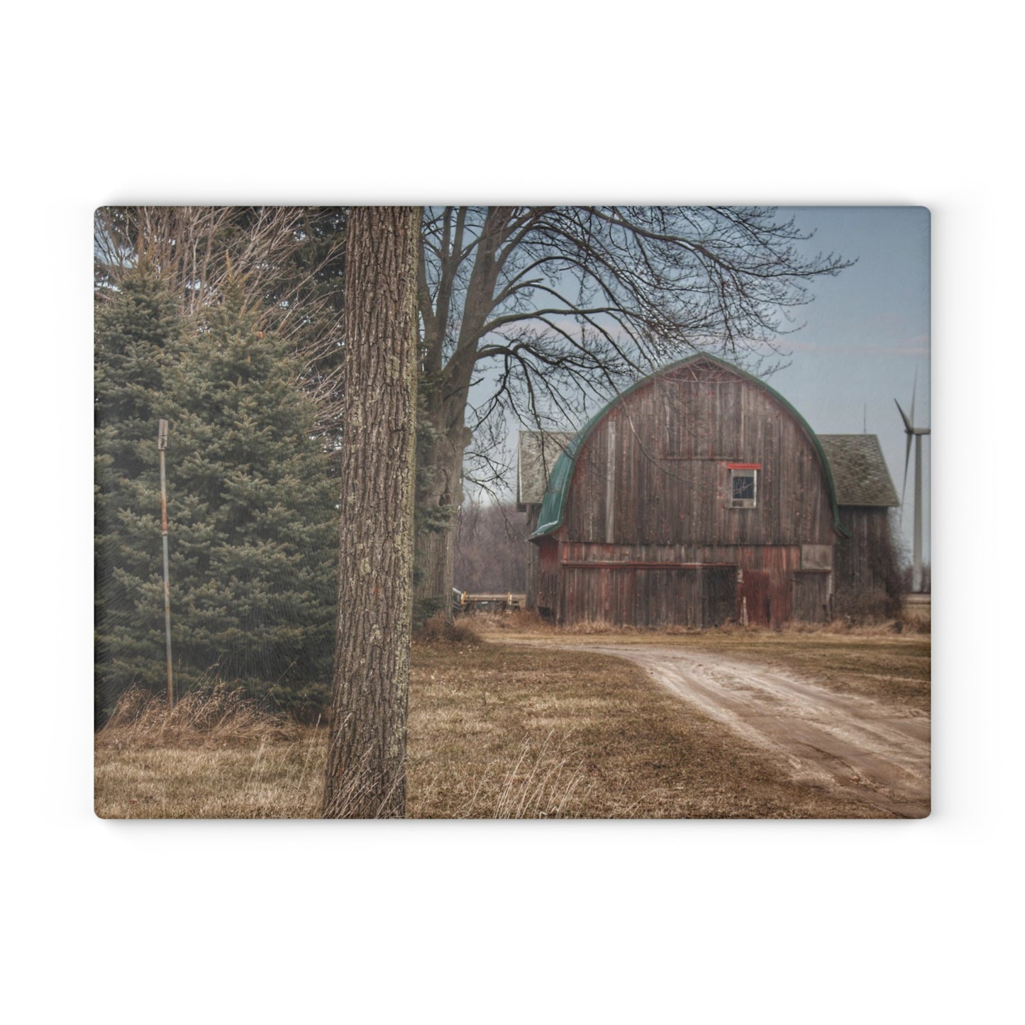 U R There Photography Barns of Deckerville Road I Rustic Farmhouse Tempered-Glass Cutting Board
