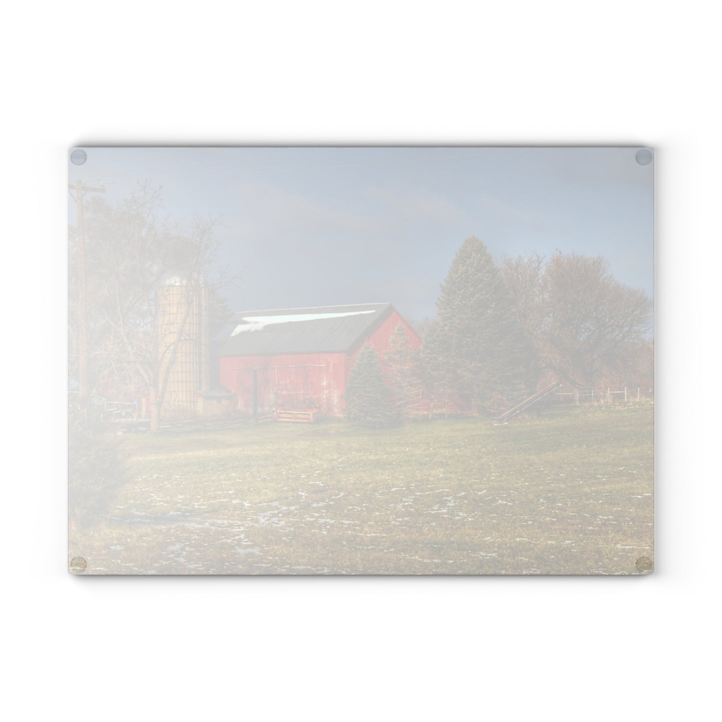 U R There Photography Columbiaville Road Red I Rustic Farmhouse Tempered-Glass Cutting Board
