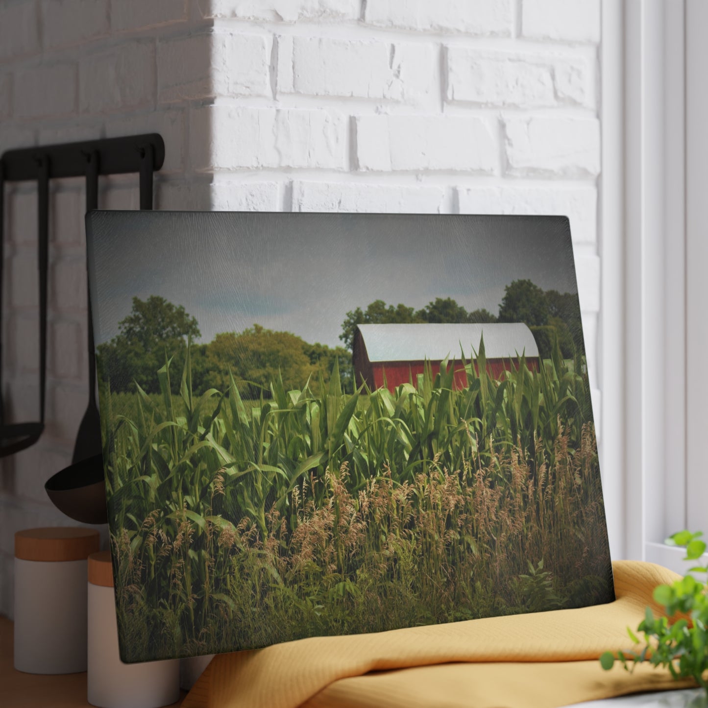 U R There Photography July Corn Rustic Farmhouse Tempered-Glass Cutting Board