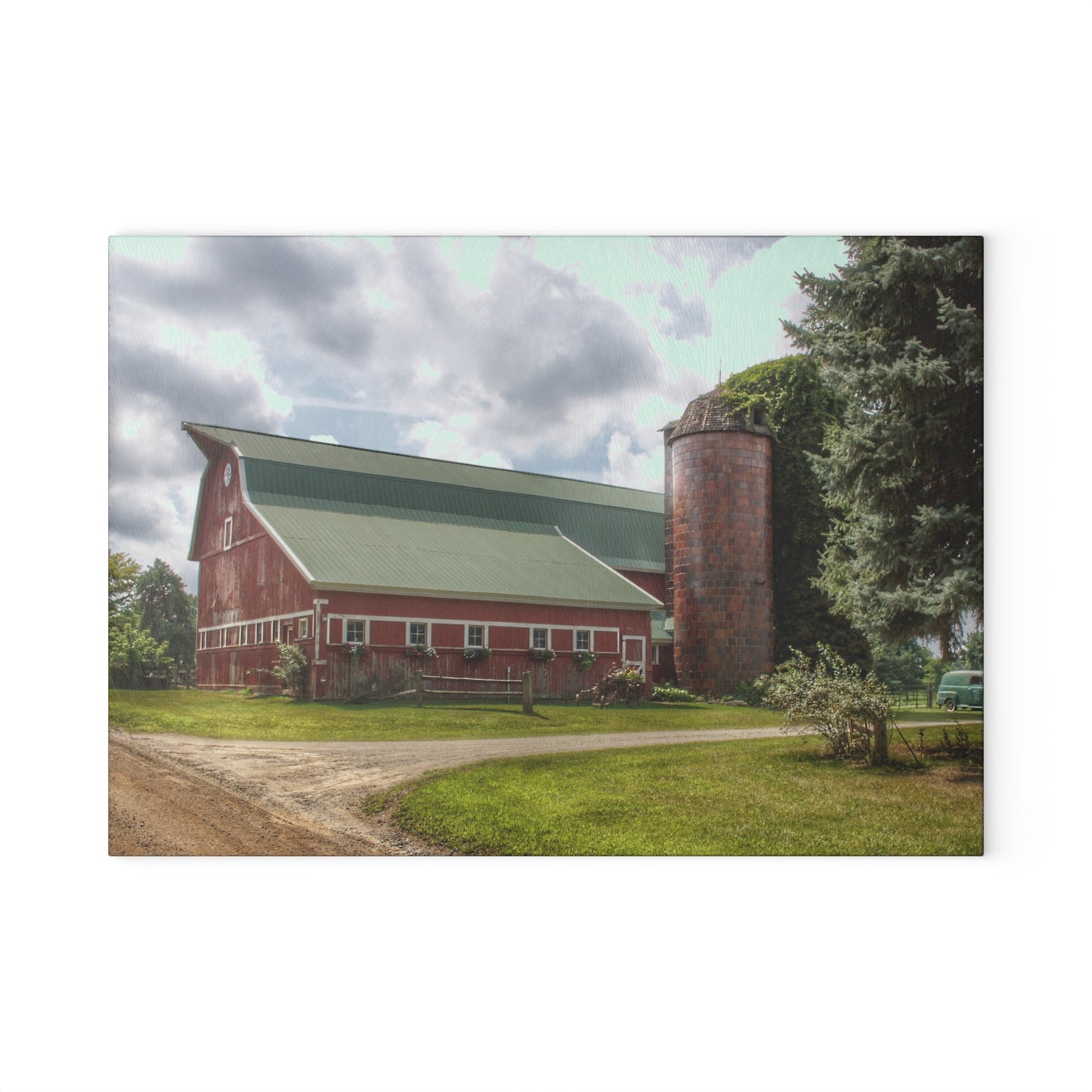 U R There Photography Metamora Country Rustic Farmhouse Tempered-Glass Cutting Board