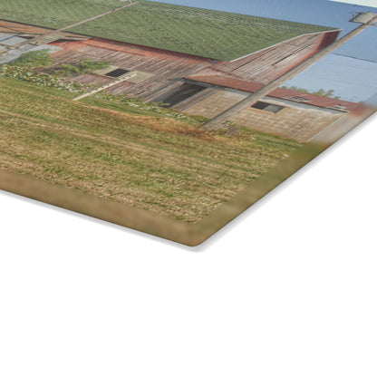 U R There Photography Farrand Road Red with Corral Rustic Farmhouse Tempered-Glass Cutting Board