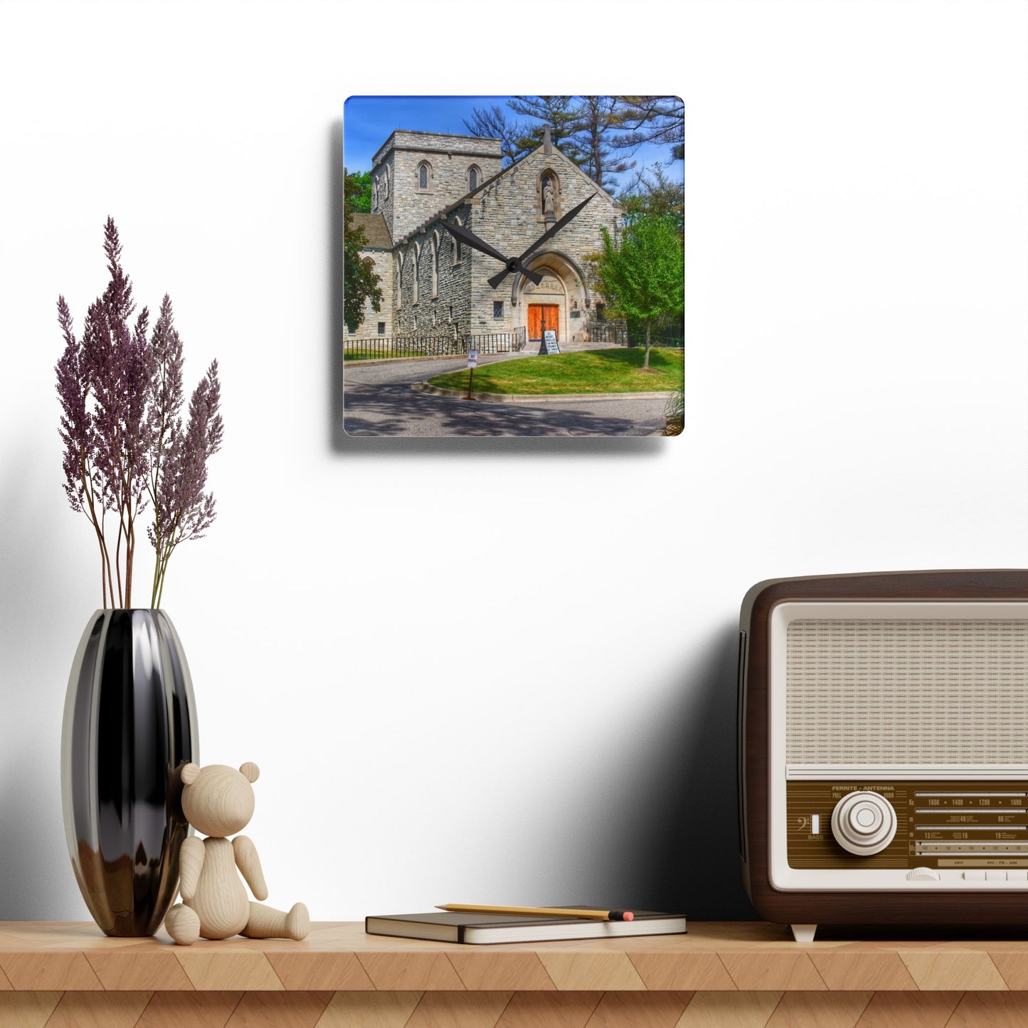 U R There Photography Saint Hugo of the Hills II Rustic Farmhouse Acrylic Analog Wall Clock