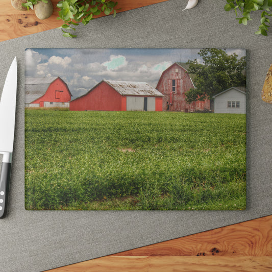 U R There Photography Roadside Trio Rustic Farmhouse Tempered-Glass Cutting Board